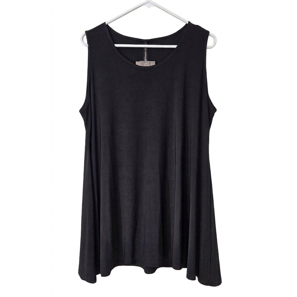 IC Collection Tank Top Women XL Black New Sleeveless Tunic Flowy 6822T001